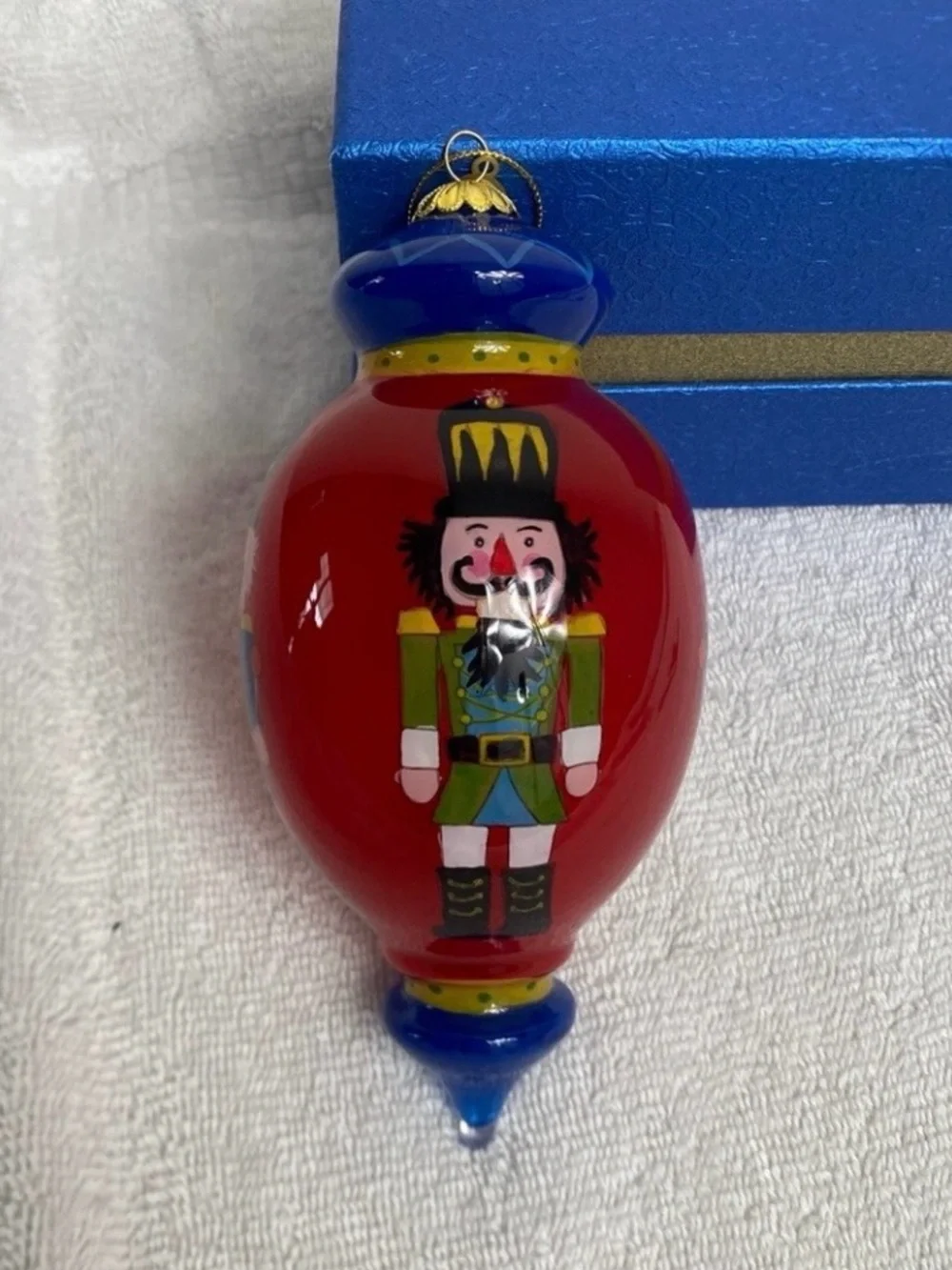 PIER 1 Christmas 2014 Red Nutcracker Glass Large Drop Ornament Glass Christmas